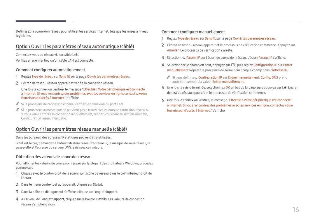 Samsung LH55WMHPTWC/EN manual Option Ouvrir les paramètres réseau automatique câblé, Comment configurer automatiquement 