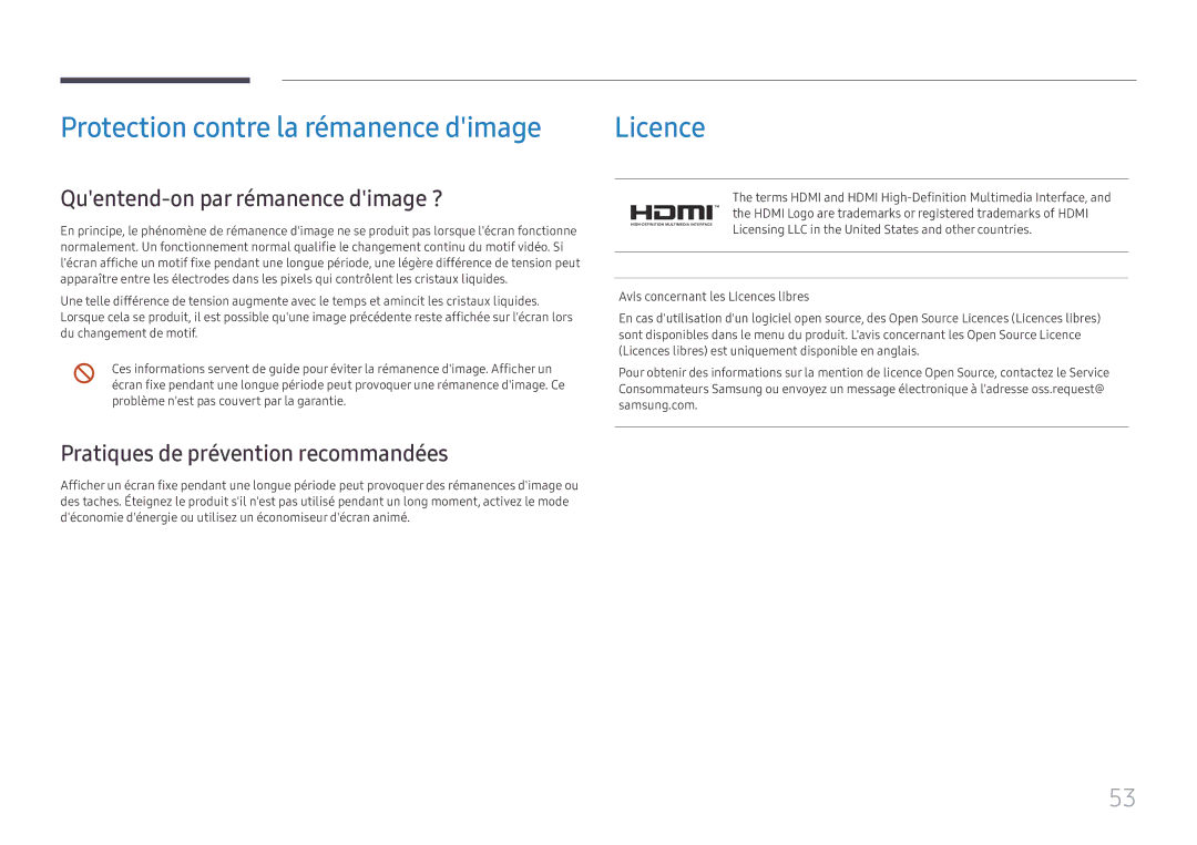 Samsung LH55WMHPTWC/EN manual Quentend-on par rémanence dimage ?, Pratiques de prévention recommandées 