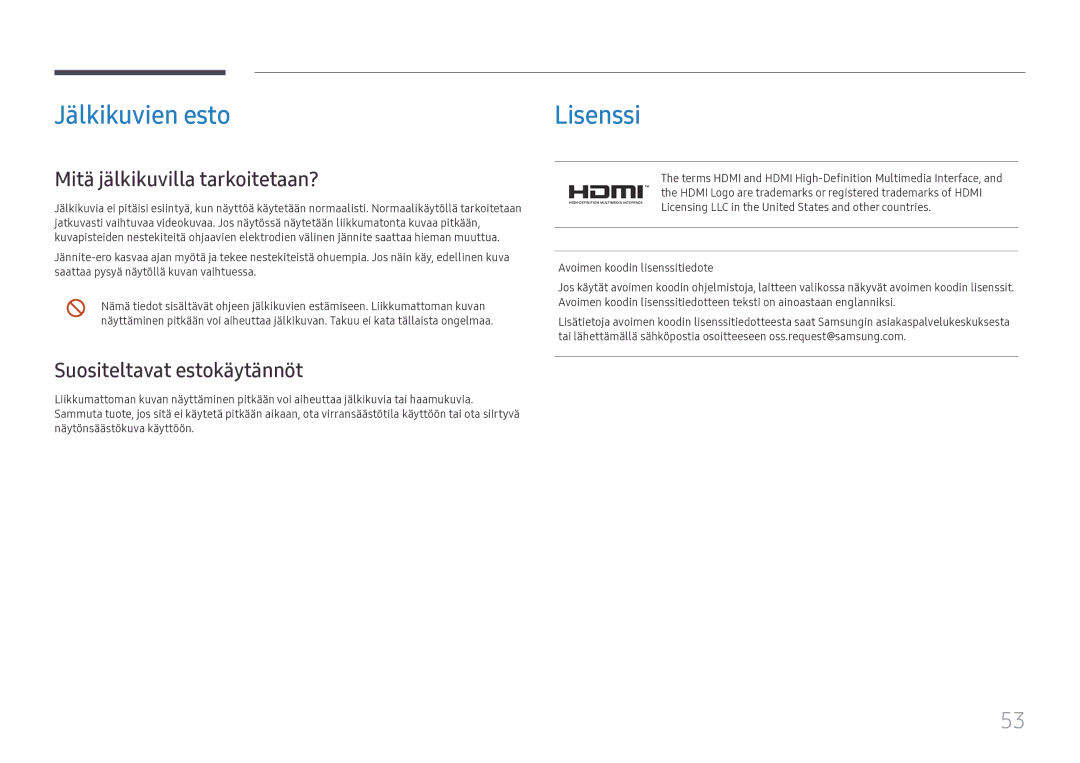 Samsung LH55WMHPTWC/EN manual Jälkikuvien esto, Mitä jälkikuvilla tarkoitetaan?, Suositeltavat estokäytännöt 