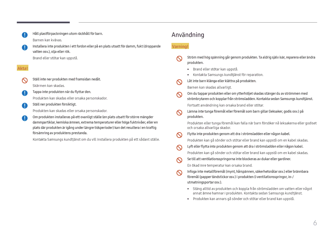 Samsung LH55WMHPTWC/EN manual Användning 