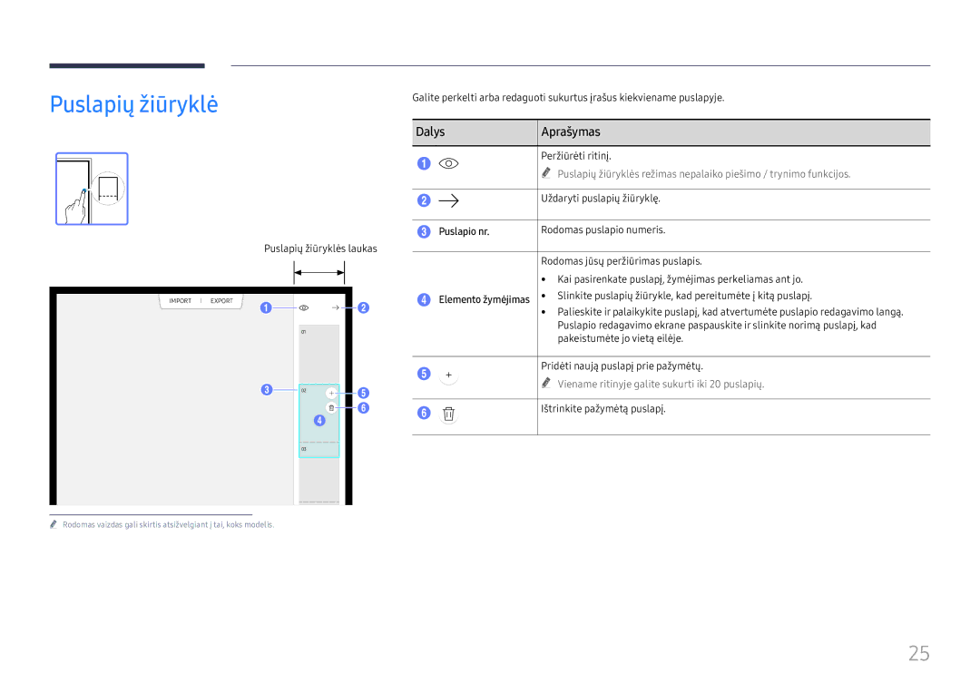 Samsung LH55WMHPTWC/EN manual Puslapių žiūryklė, Puslapio nr, Elemento žymėjimas 