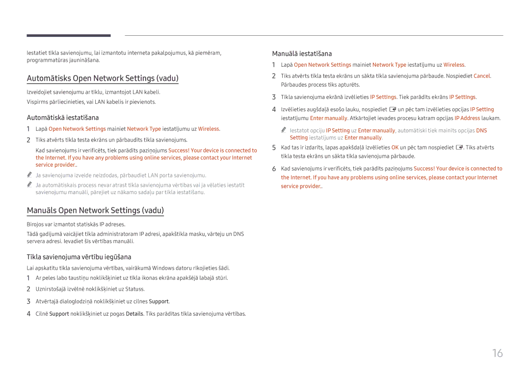 Samsung LH55WMHPTWC/EN Automātisks Open Network Settings vadu, Manuāls Open Network Settings vadu, Automātiskā iestatīšana 