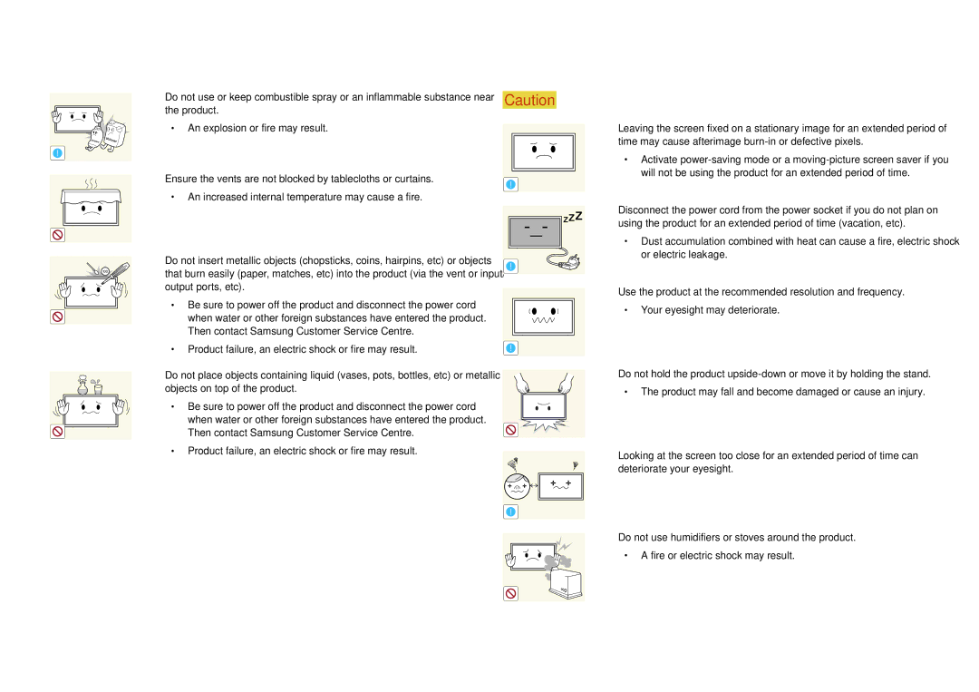 Samsung LH75DMDPLGC/NG, LH65DMDPLGC/EN manual Output ports, etc, Product failure, an electric shock or fire may result 