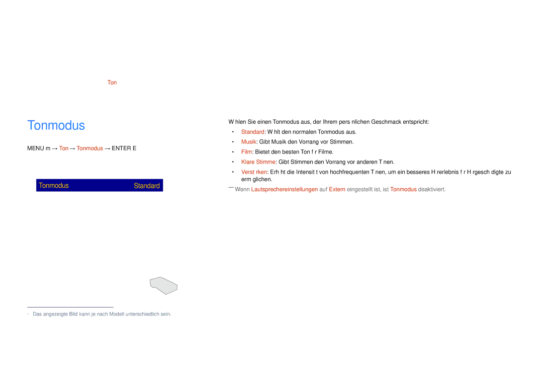 Samsung LH75DMDPLGC/EN, LH65DMDPLGC/EN manual Anpassen des Tons, Tonmodus 