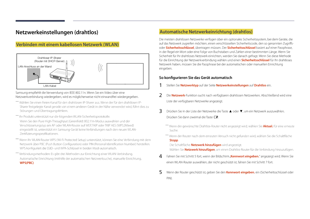 Samsung LH75DMDPLGC/EN, LH65DMDPLGC/EN Netzwerkeinstellungen drahtlos, Verbinden mit einem kabellosen Netzwerk Wlan, Stopp 