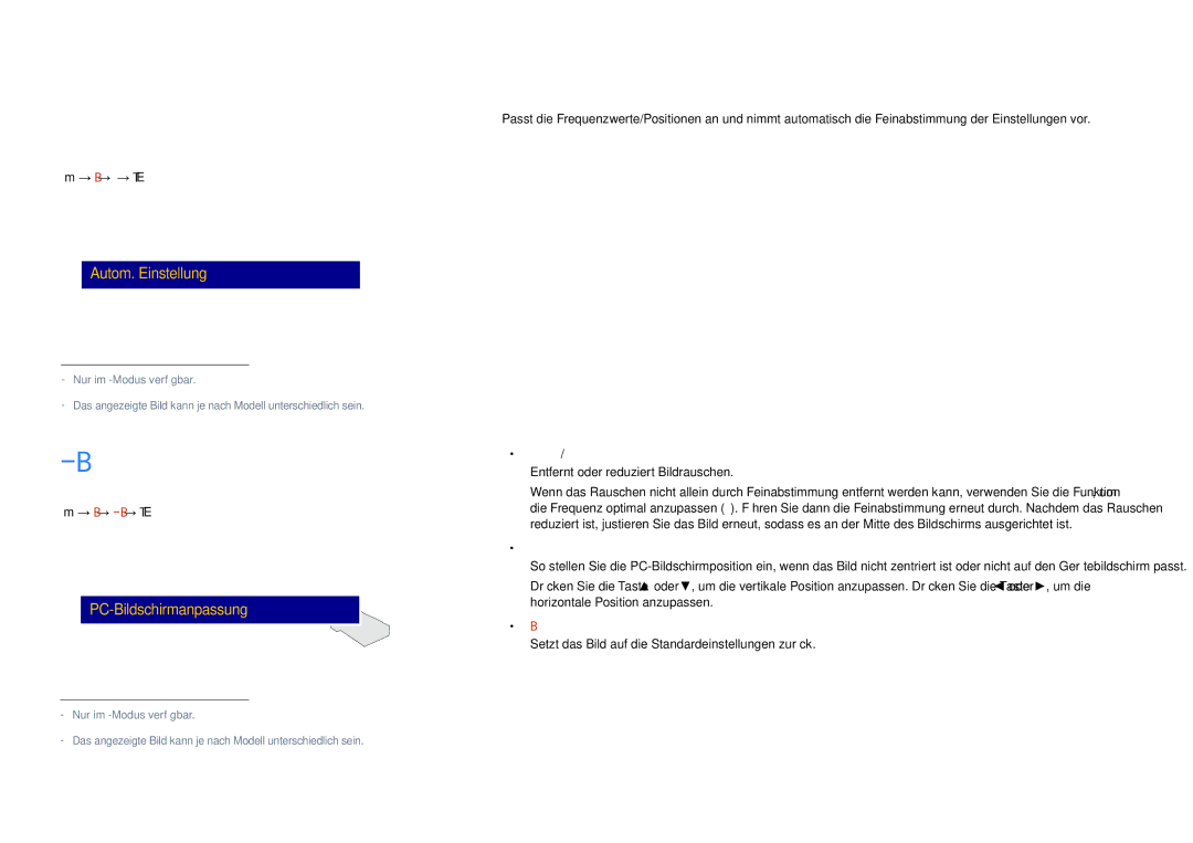Samsung LH75DMDPLGC/EN, LH65DMDPLGC/EN manual Autom. Einstellung, PC-Bildschirmanpassung 