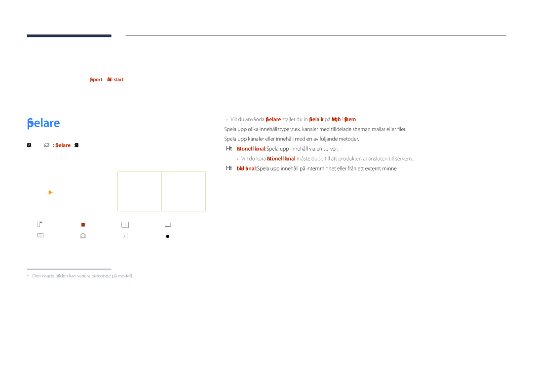 Samsung LH65DMDPLGC/EN, LH75DMDPLGC/EN manual Hemfunktion, Schema Template, Home → Spelare →ENTER E 