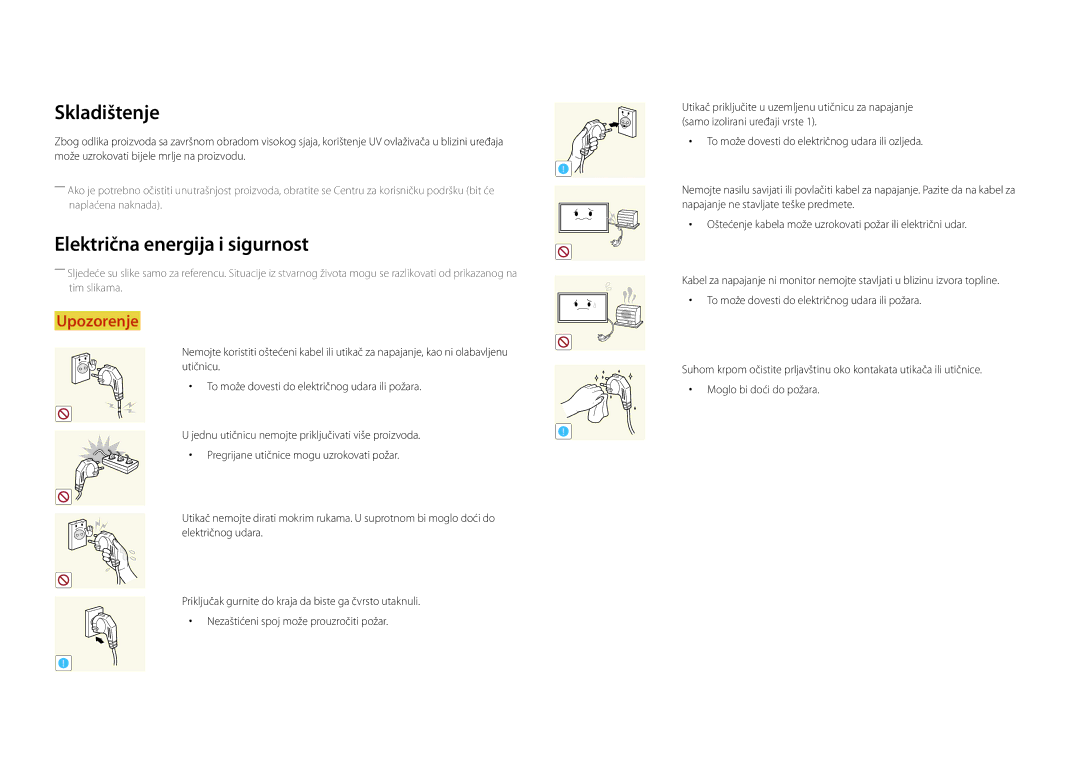 Samsung LH65DMDPLGC/EN, LH75DMDPLGC/EN manual Skladištenje, Električna energija i sigurnost 