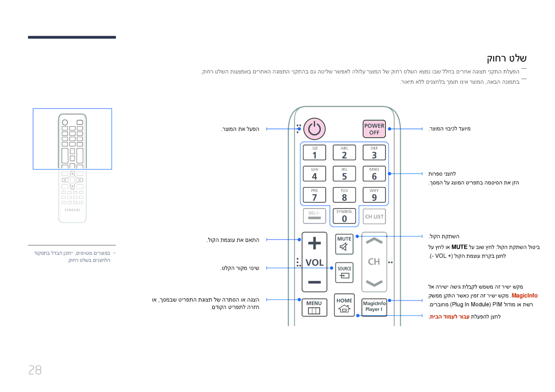 Samsung LH65DMERTBC/EN, LH75DMERTBC/CH, LH65DMERTBC/CH, LH82DMERTBC/CH manual קוחר טלש, תיבה דומעל רובע תלעפהל ןצחל 