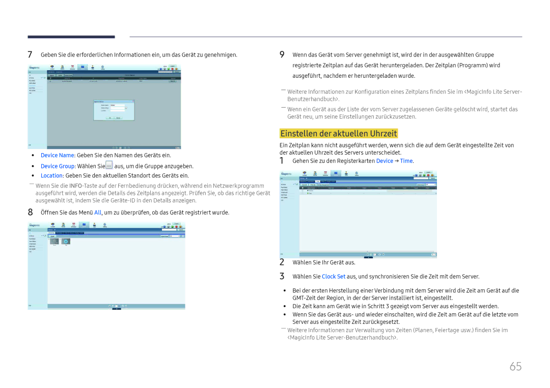 Samsung LH65DMEXTBC/EN manual Einstellen der aktuellen Uhrzeit, Der aktuellen Uhrzeit des Servers unterscheidet 