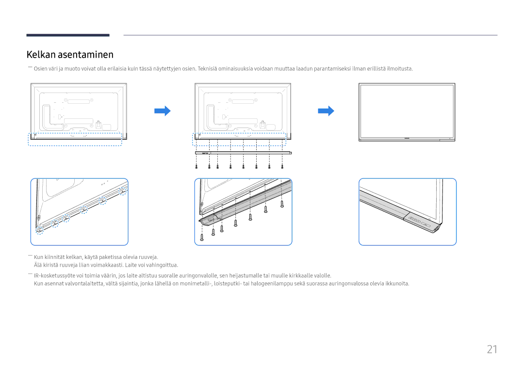 Samsung LH65DMEXTBC/EN manual Kelkan asentaminen 