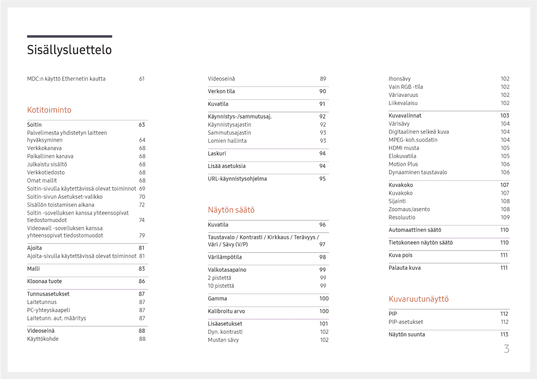 Samsung LH65DMEXTBC/EN manual Kuvaruutunäyttö 