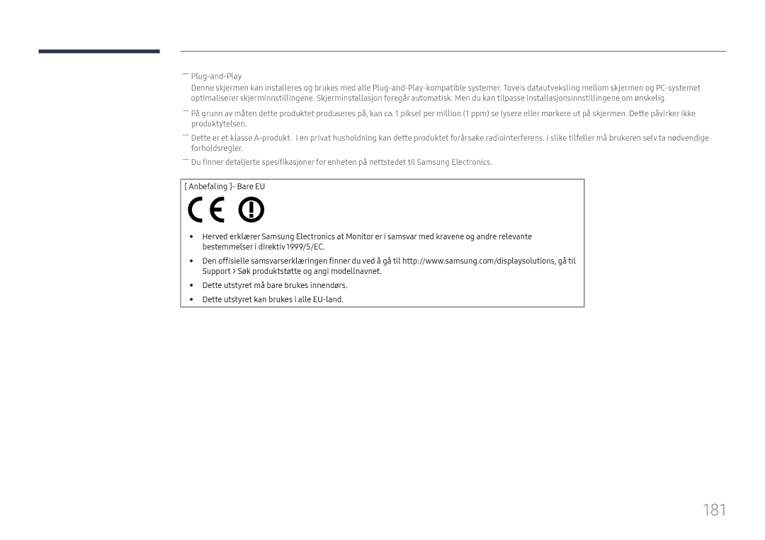 Samsung LH65DMEXTBC/EN manual 181, ――Plug-and-Play 