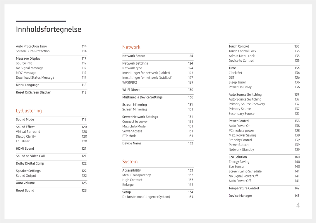 Samsung LH65DMEXTBC/EN manual Lydjustering 