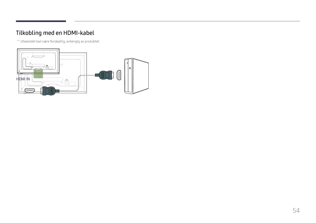 Samsung LH65DMEXTBC/EN manual Tilkobling med en HDMI-kabel 