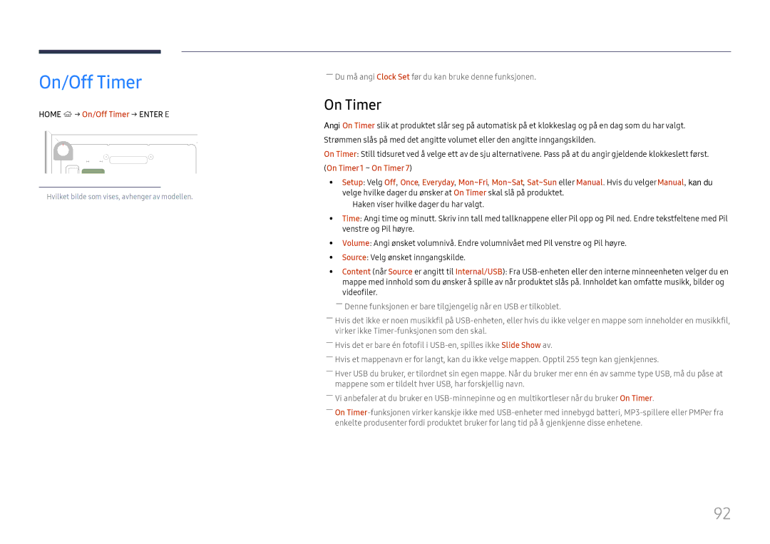 Samsung LH65DMEXTBC/EN manual On Timer, Home → On/Off Timer → Enter E 