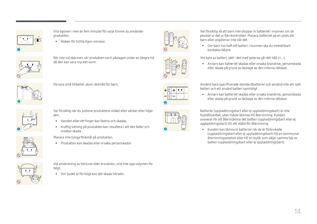 Samsung LH65DMEXTBC/EN manual Orsakar skada, Placera inte tunga föremål på produkten 