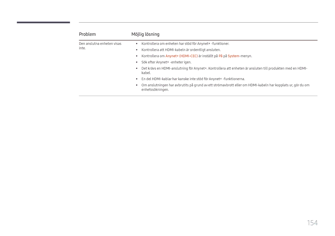 Samsung LH65DMEXTBC/EN manual 154, Problem 