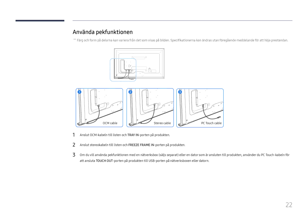 Samsung LH65DMEXTBC/EN manual Använda pekfunktionen 