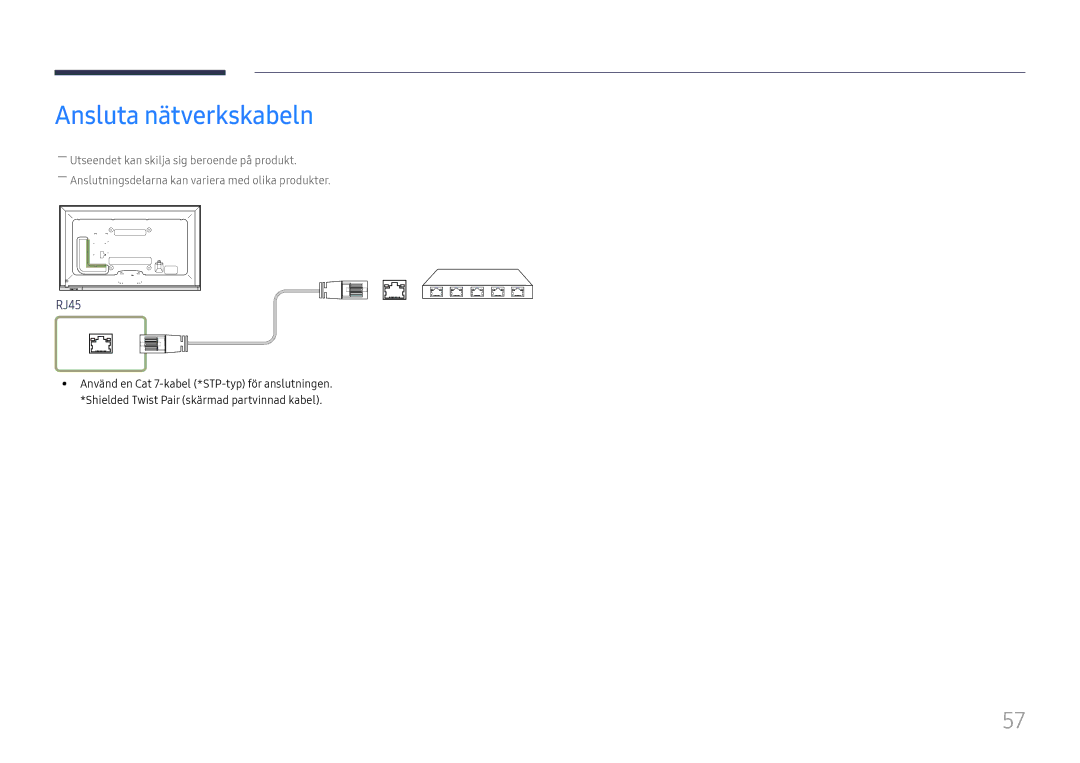 Samsung LH65DMEXTBC/EN manual Ansluta nätverkskabeln 