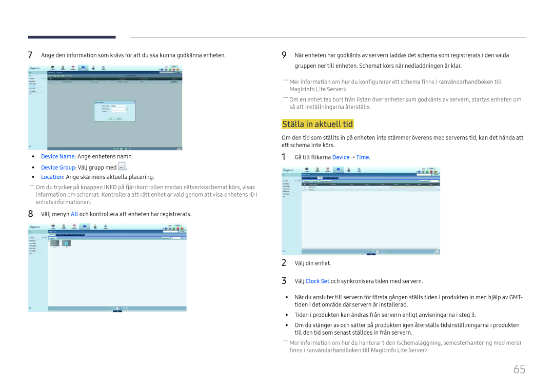 Samsung LH65DMEXTBC/EN manual Ställa in aktuell tid 