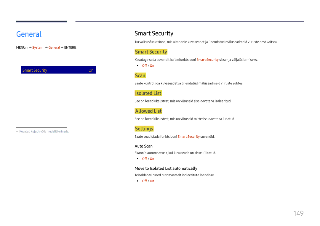 Samsung LH65DMEXTBC/EN manual General, 149, Smart Security 