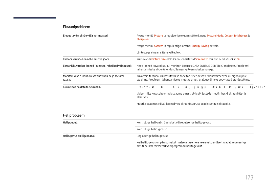 Samsung LH65DMEXTBC/EN manual 173, Heliprobleem, Sharpness 