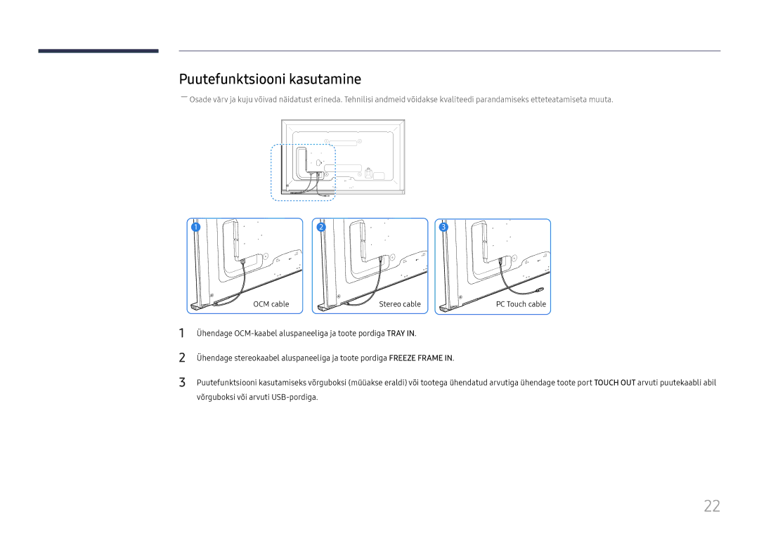 Samsung LH65DMEXTBC/EN manual Puutefunktsiooni kasutamine 