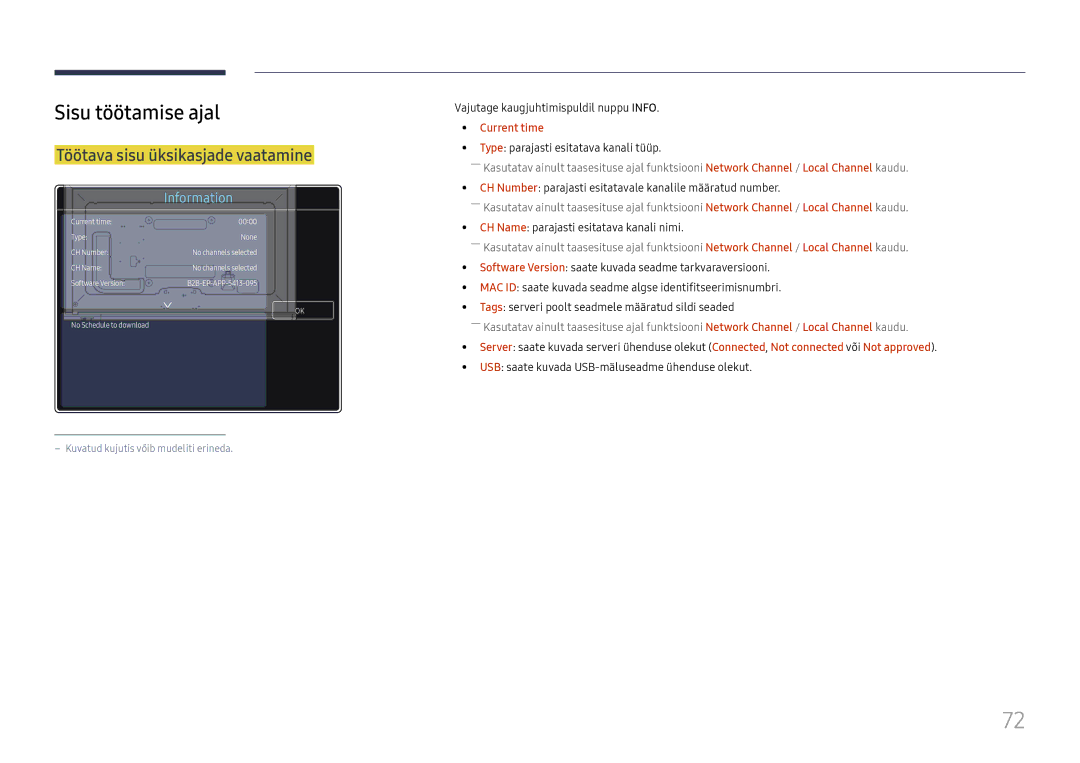 Samsung LH65DMEXTBC/EN manual Sisu töötamise ajal, Töötava sisu üksikasjade vaatamine, Current time 