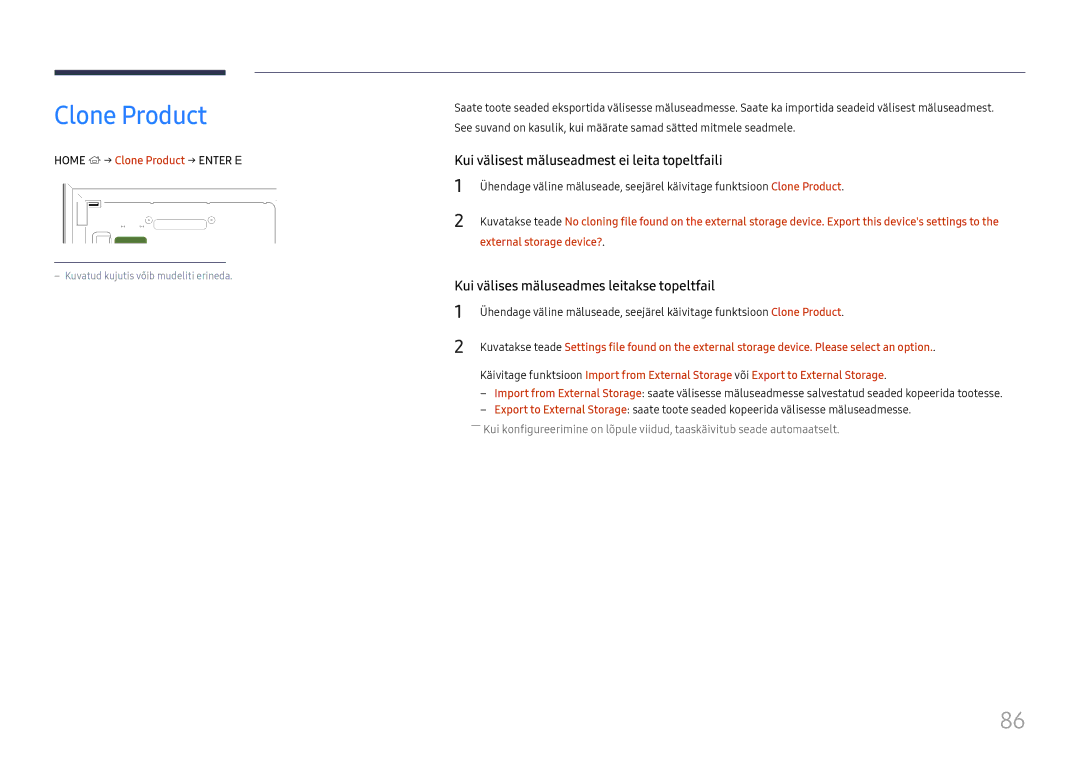 Samsung LH65DMEXTBC/EN manual Clone Product, Kui välisest mäluseadmest ei leita topeltfaili 