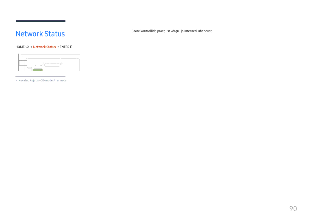 Samsung LH65DMEXTBC/EN manual Network Status, Saate kontrollida praegust võrgu- ja Interneti-ühendust 