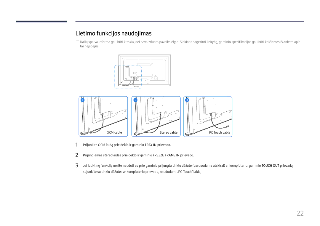 Samsung LH65DMEXTBC/EN manual Lietimo funkcijos naudojimas 