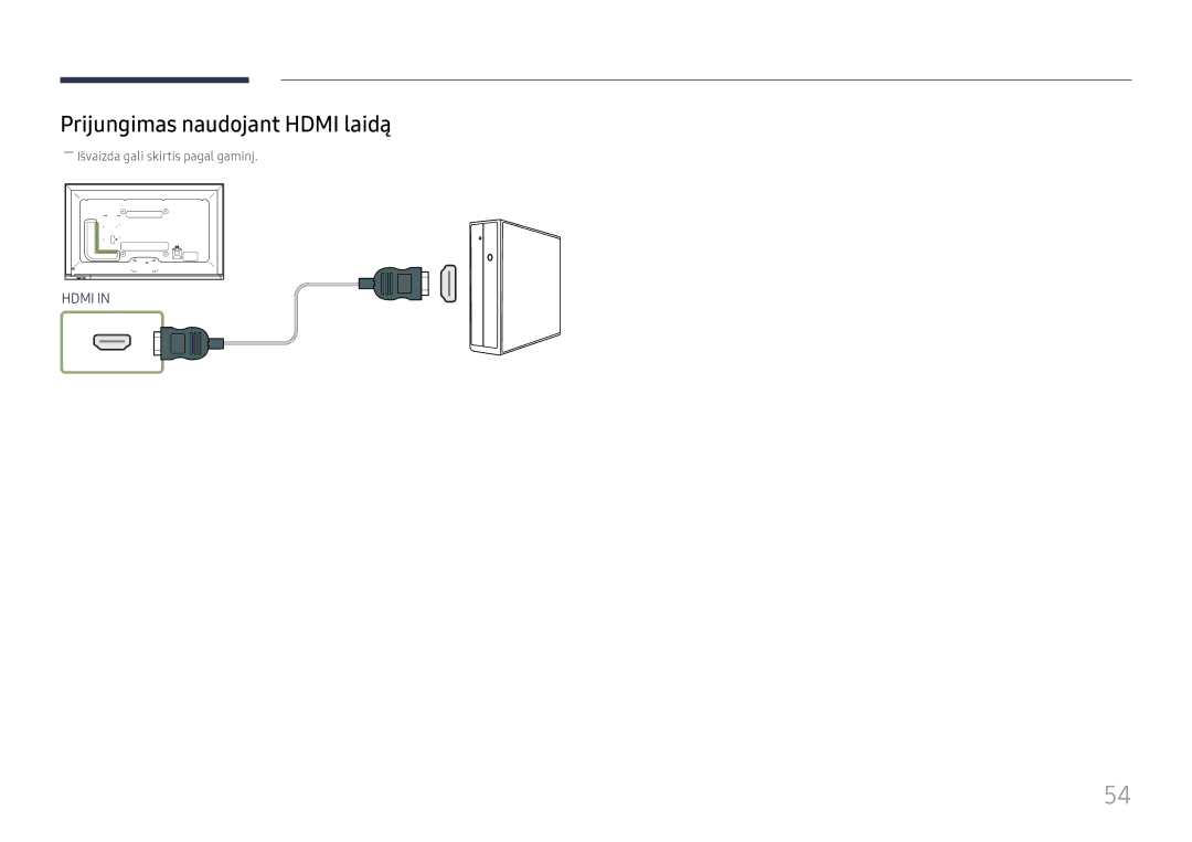 Samsung LH65DMEXTBC/EN manual Prijungimas naudojant Hdmi laidą 