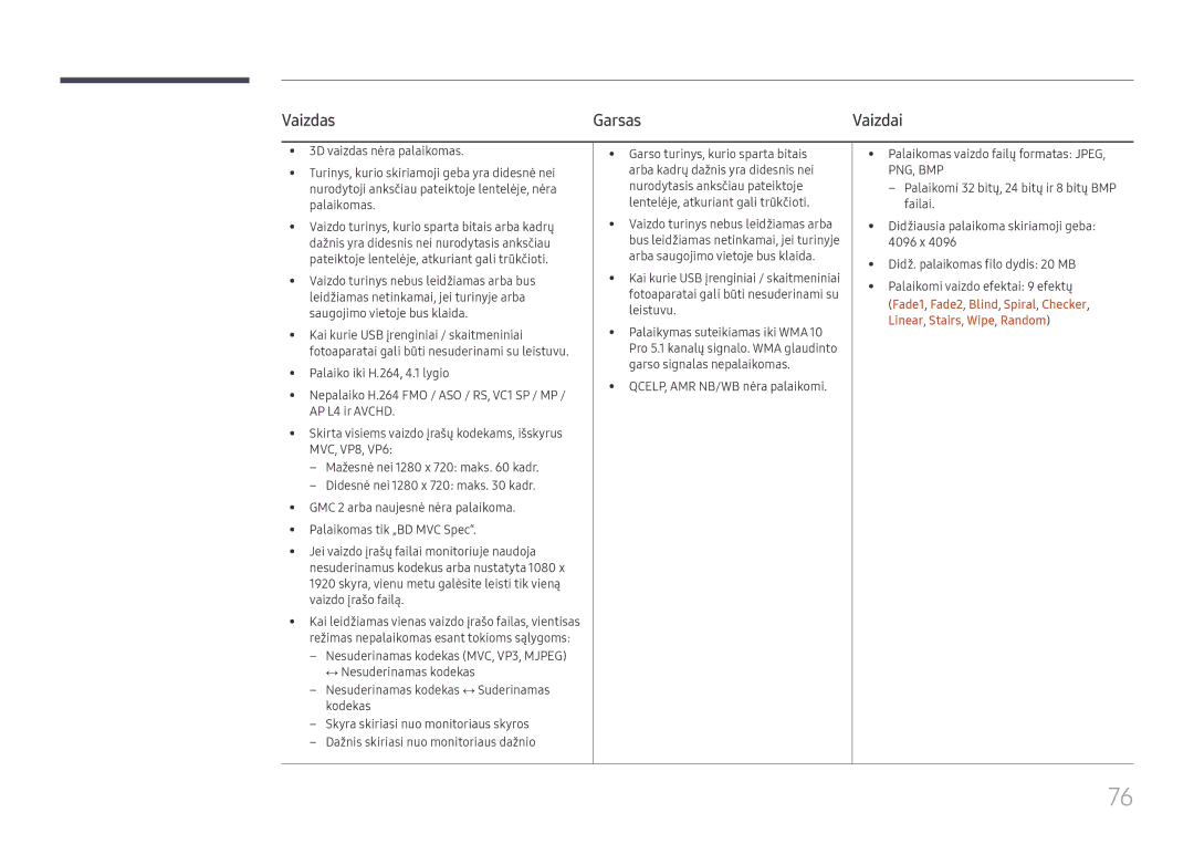 Samsung LH65DMEXTBC/EN manual Vaizdas Garsas, Vaizdai 