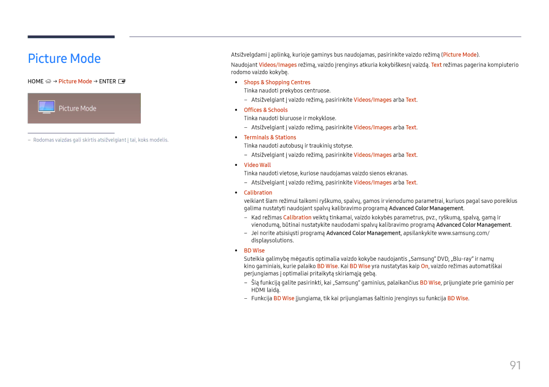 Samsung LH65DMEXTBC/EN manual Picture Mode 