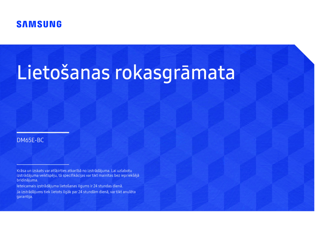 Samsung LH65DMEXTBC/EN manual Lietošanas rokasgrāmata 