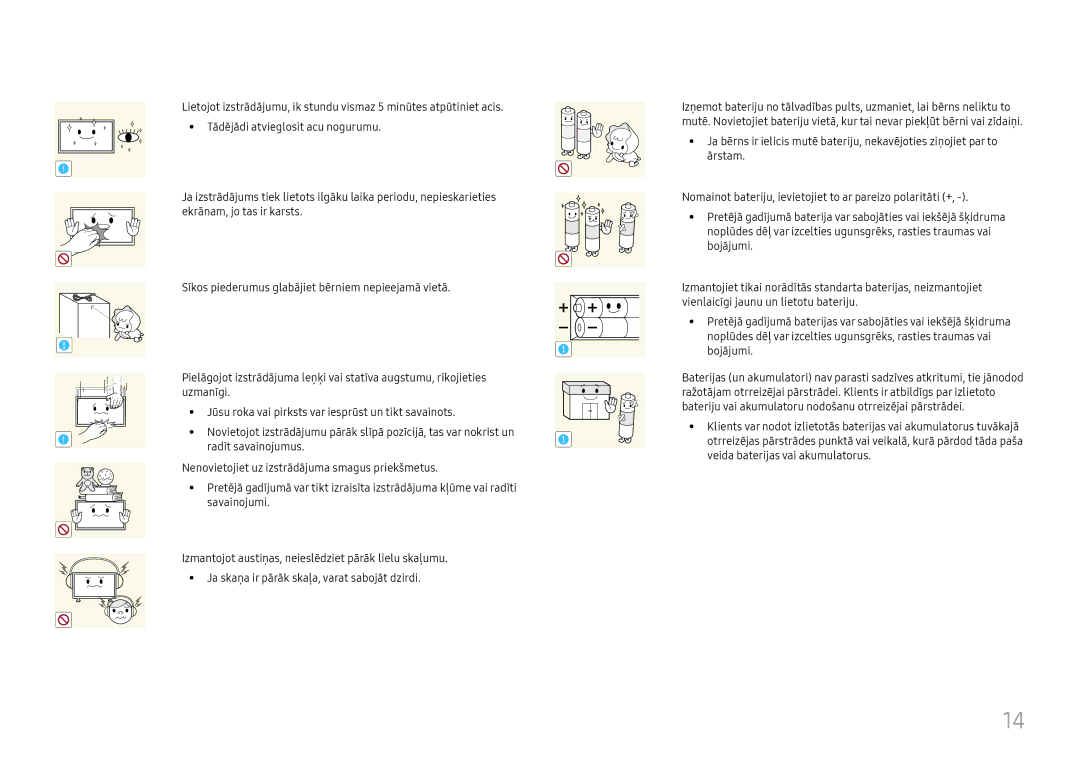 Samsung LH65DMEXTBC/EN manual Radīt savainojumus, Nenovietojiet uz izstrādājuma smagus priekšmetus, Savainojumi 