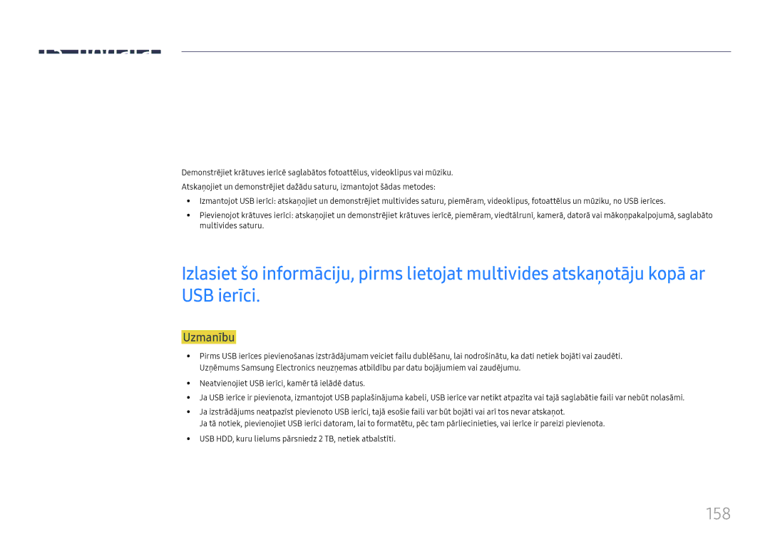 Samsung LH65DMEXTBC/EN manual 158, Uzmanību 