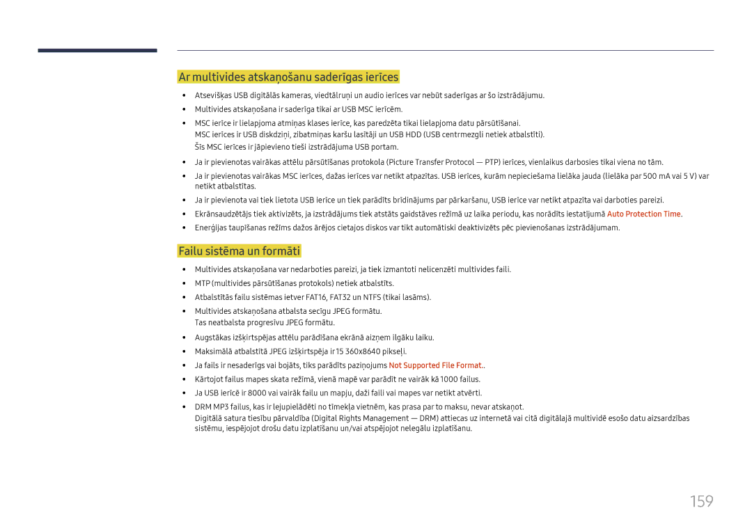 Samsung LH65DMEXTBC/EN manual 159, Ar multivides atskaņošanu saderīgas ierīces, Failu sistēma un formāti 