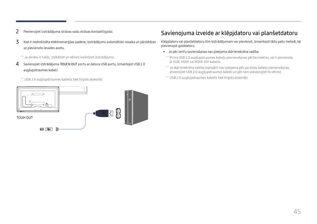 Samsung LH65DMEXTBC/EN manual Savienojuma izveide ar klēpjdatoru vai planšetdatoru 