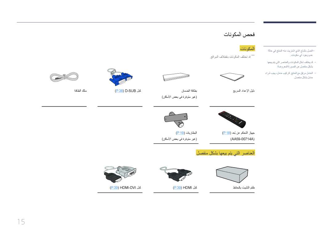 Samsung LH65EDCPLBC/NG, LH75EDCPLBC/NG, LH55EDCPLBC/NG manual تانوكملا صحف, لصفنم لكشب اهعيب متي يتلا رصانعلا 