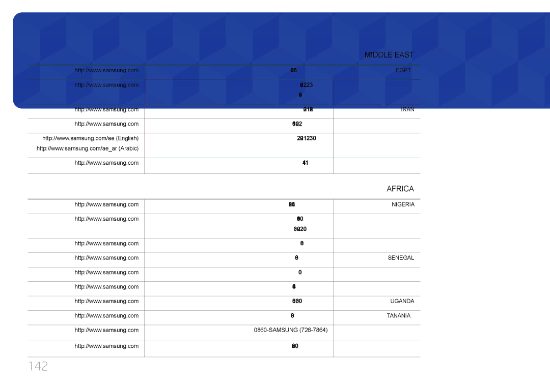 Samsung LH65EDCPLBC/NG, LH75EDCPLBC/NG manual 142, Ghana, Cote D’ Ivoire 