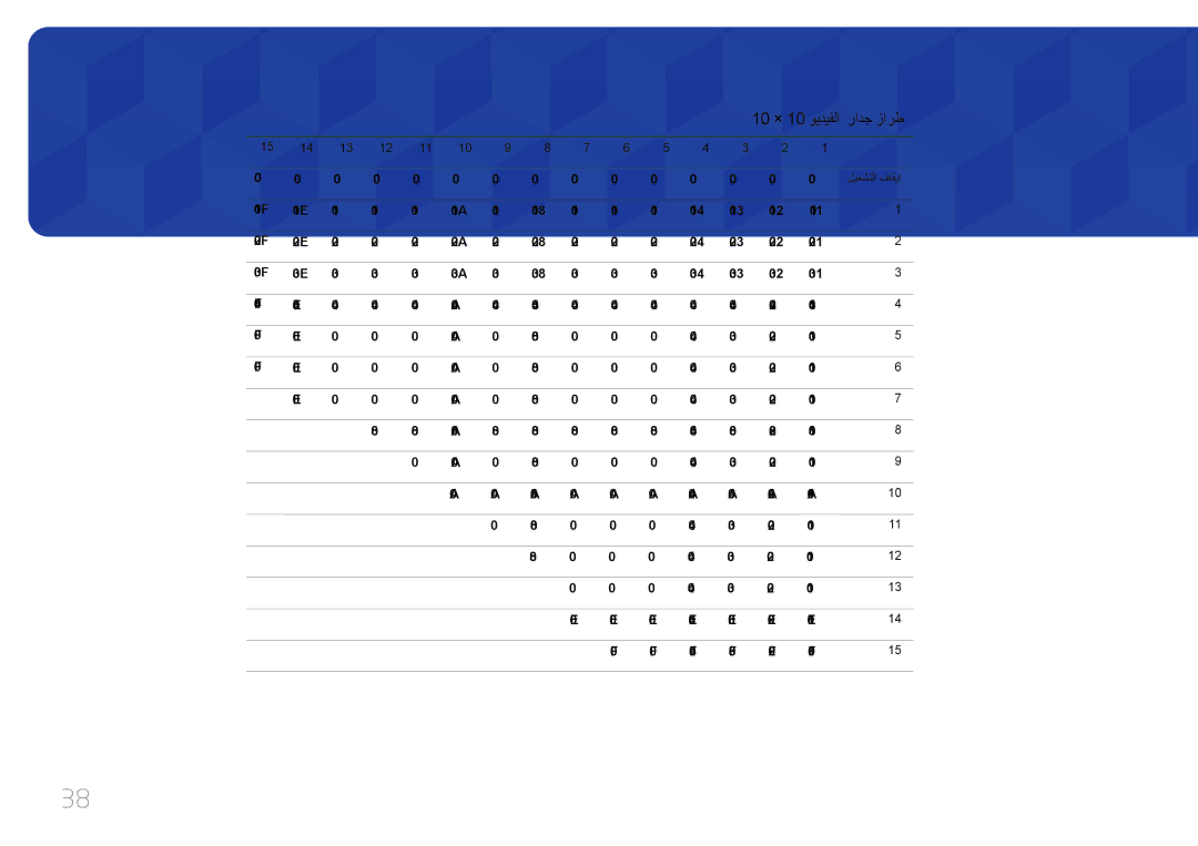 Samsung LH65EDCPLBC/NG, LH75EDCPLBC/NG manual 10 × 10 ويديفلا رادج زارط, 0x00, 0xD7 0xD6 0xD5 0xD4 0xD3 0xD2 