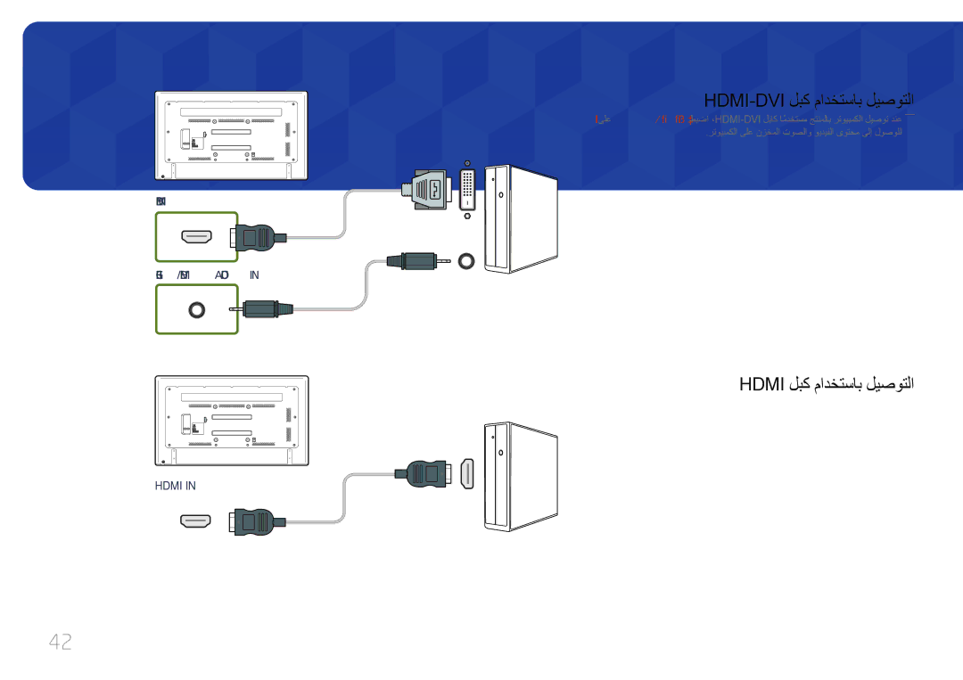 Samsung LH65EDCPLBC/NG, LH75EDCPLBC/NG manual Hdmi-Dvi لبك مادختساب ليصوتلا 