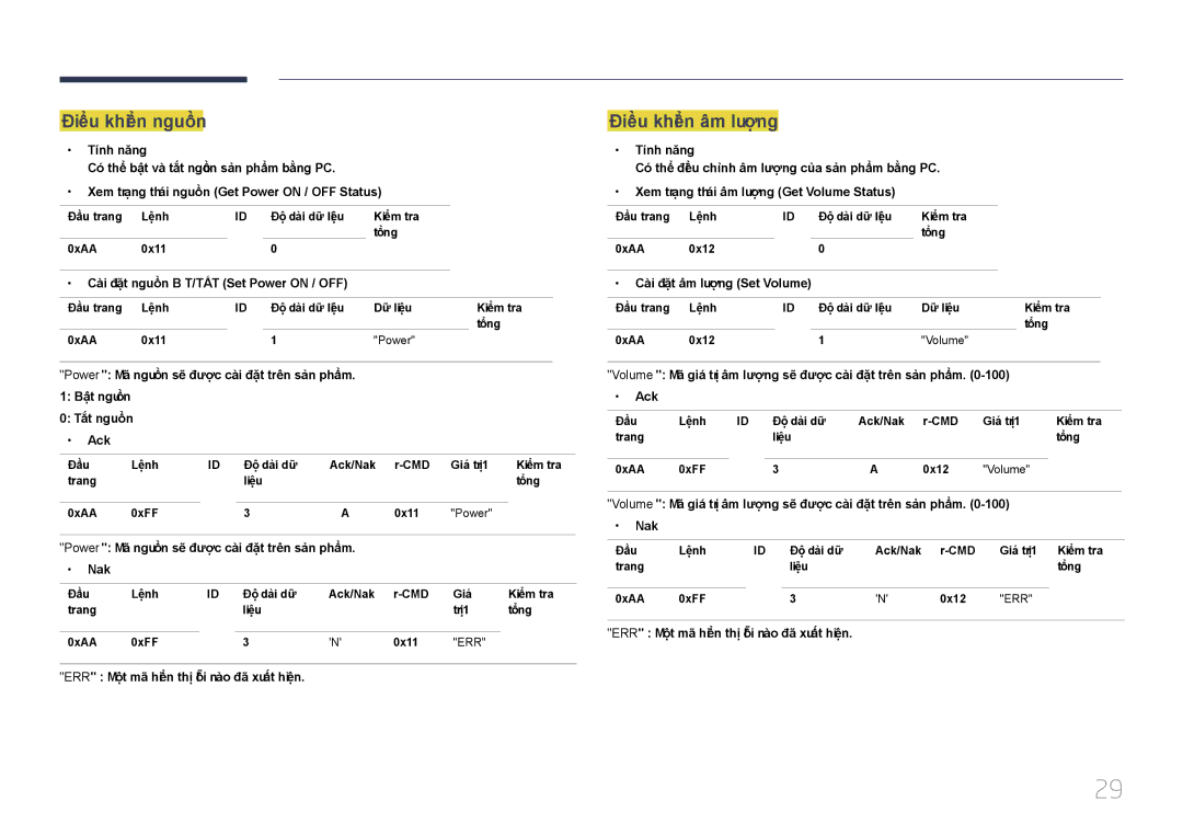 Samsung LH46EDCPLBC/XY, LH65EDCPLBC/XY manual Điể̉u khiể̉n nguồn 