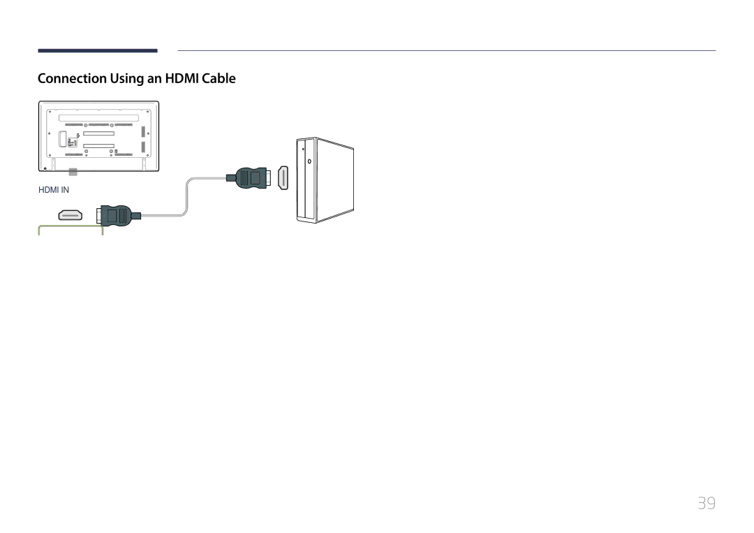 Samsung LH65EDDPLGC/XY, LH65EDDPLGC/EN, LH75EDDPLGC/EN, LH75EDDPLGC/NG, LH65EDDPLGC/HD manual Connection Using an Hdmi Cable 