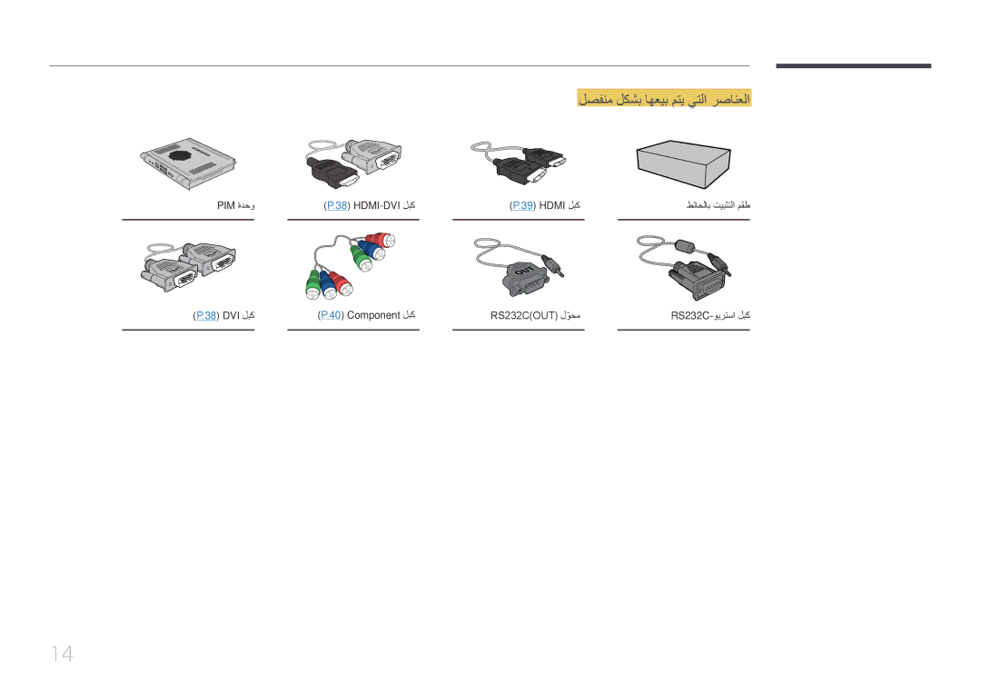 Samsung LH75EDDPLGC/UE, LH65EDDPLGC/EN, LH75EDDPLGC/EN, LH75EDDPLGC/NG, LH65EDDPLGC/HD manual لصفنم لكشب اهعيب متي يتلا رصانعلا 