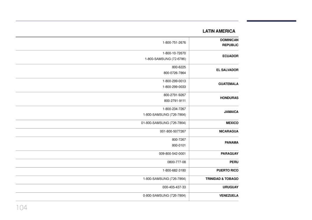 Samsung LH65EDDPLGC/EN, LH75EDDPLGC/EN, LH75EDDPLGC/XY, LH65EDDPLGC/XY manual 104 