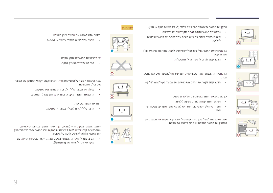 Samsung LH75EDDPLGC/EN, LH65EDDPLGC/EN, LH75EDDPLGC/XY תונידעב רצומה תא חנה, םינטק םידלי לש םדי גשיהב רצומה תא ןיקתהל ןיא 