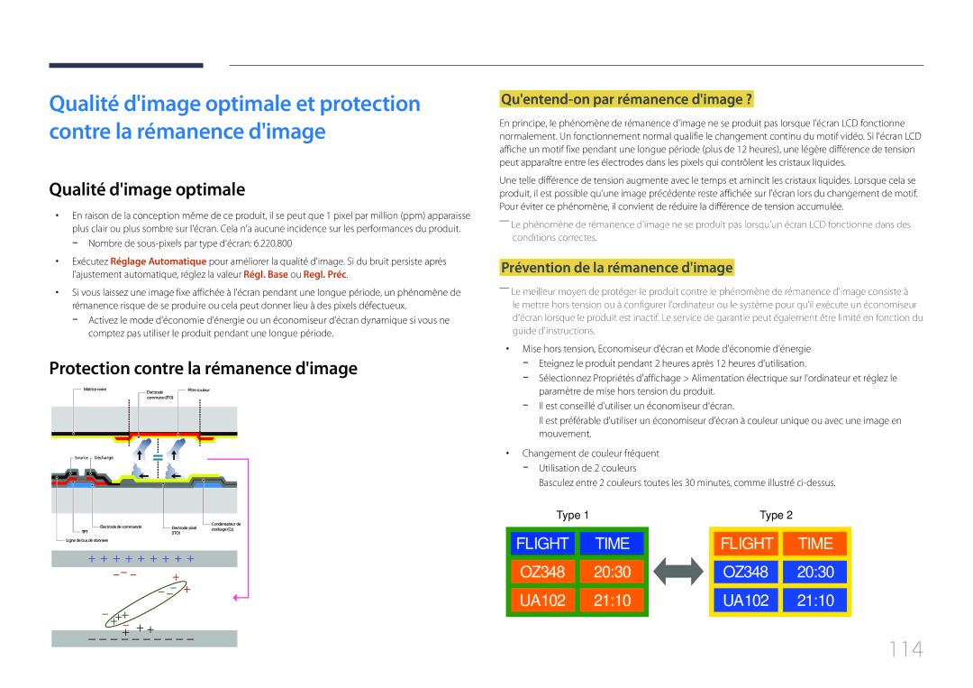 Samsung LH65EDDPLGC/EN, LH75EDDPLGC/EN manual 114, Qualité dimage optimale, Protection contre la rémanence dimage 